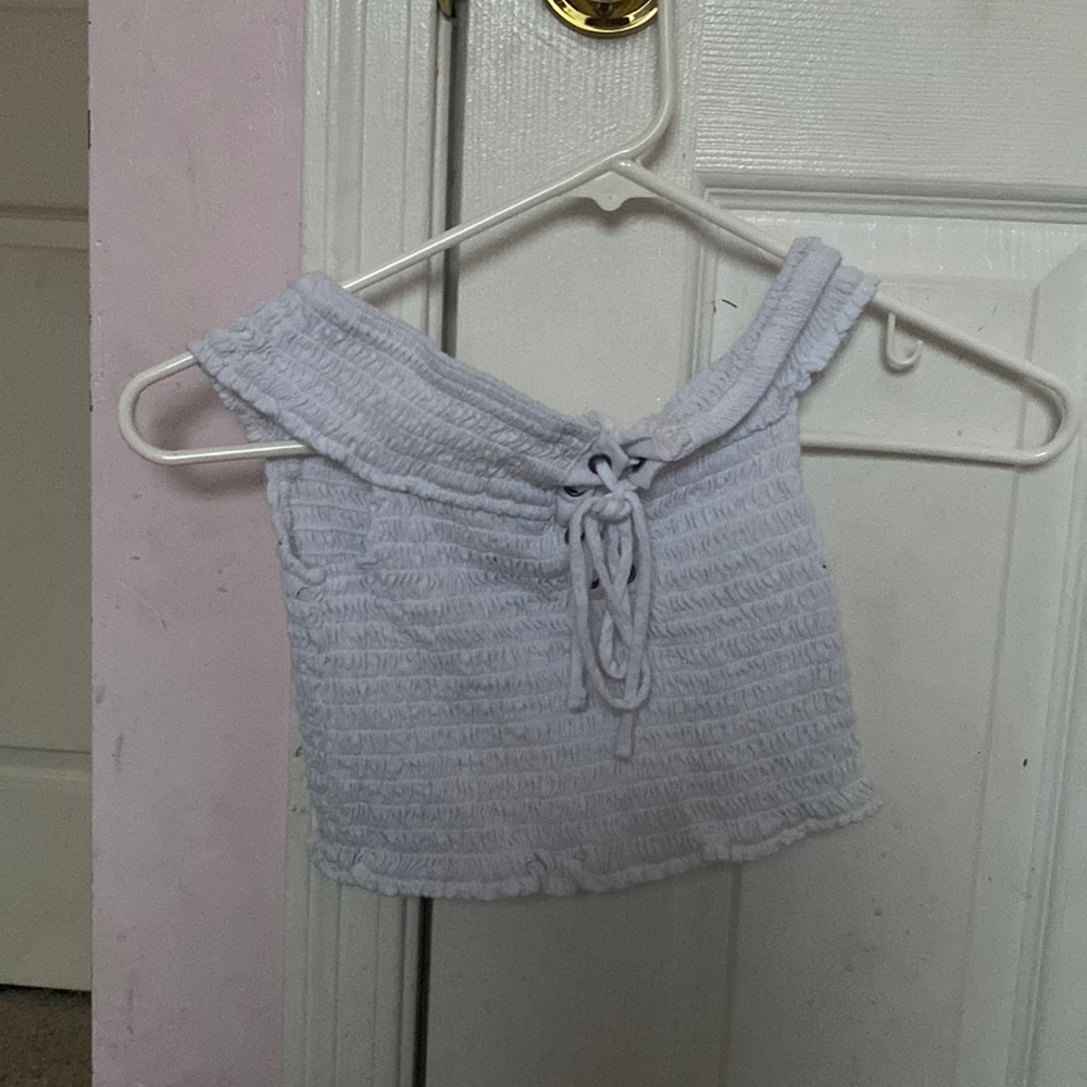 white off the shoulder crop top
